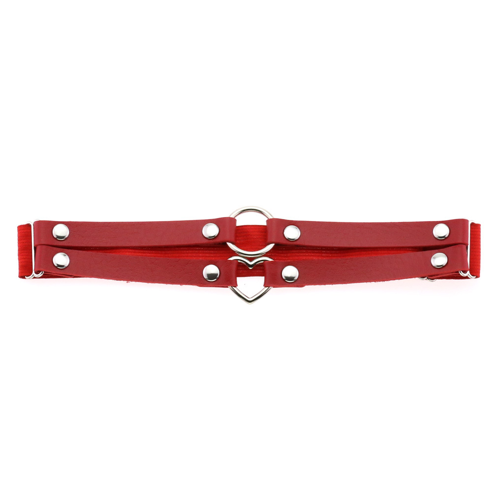 Picture of Cross-border personality temperament sexy punk style double-line ring leather thigh ring peach-shaped love-shaped elastic garter belt