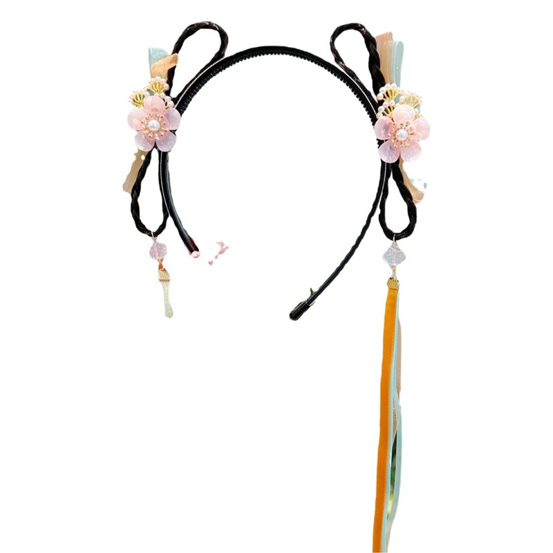 New Antique Children's Hanfu Hair Hoop Wig Coat Ancient Coat One-piece Antique Children's Hair Hoop Tang Suit Children's Hair Accessories