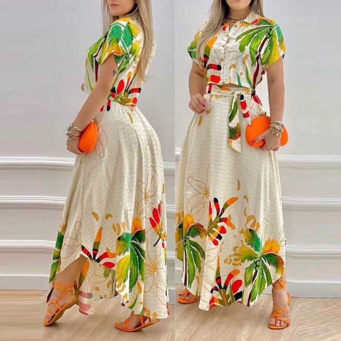 Amazon Europe and the United States new fashion positioning printing skirt suit a large number of in stock