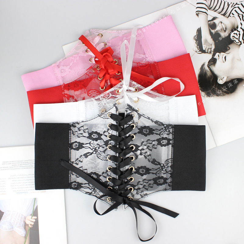 Transparent Lace Elastic Sexy Belt for Women Super Wide Decorative Dress Top Design Elastic Girdle Wholesale