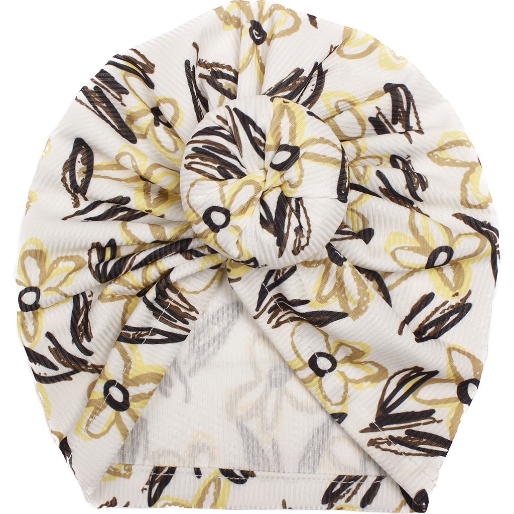 Picture of New European and American Floral Children's Hats, Printed Donut Baby Indian Pullover Hats, Four-Season Baby Turban Hats