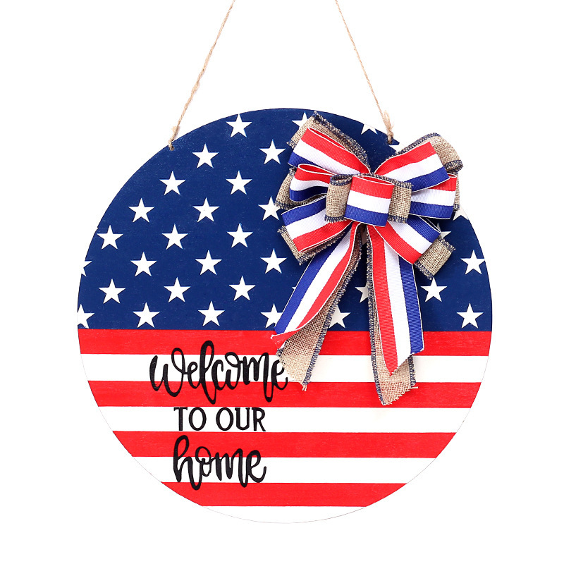 Picture of Cross-border in Stock American Independence Day wooden door decoration hanging flag home holiday decoration door hanging plate