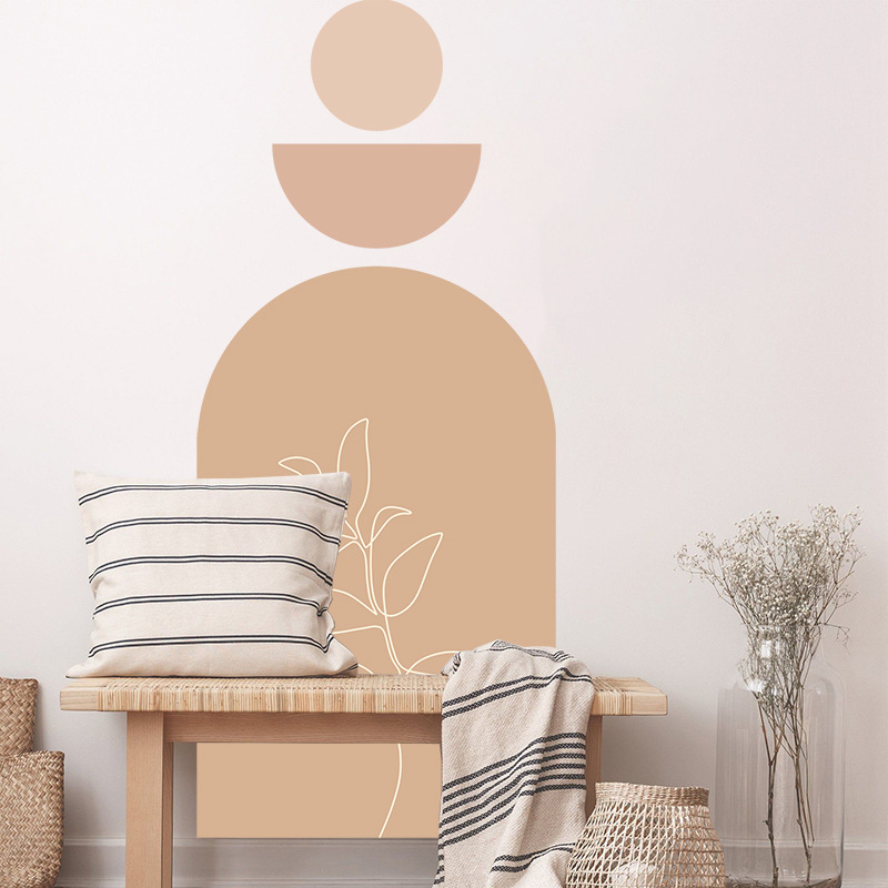 Picture of Nordic boho Morandi Arch Wall Stickers Sofa Background Wall Decoration Abstract Geometric Line Stickers Wall Decoration pvc