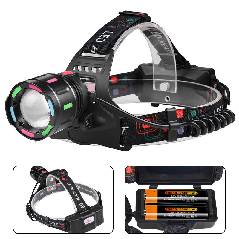 Picture of Cross-Border New White Laser Headlight Field Strong Light Rechargeable Outdoor Climbing Night Fishing Zoom Head-Mounted Flashlight
