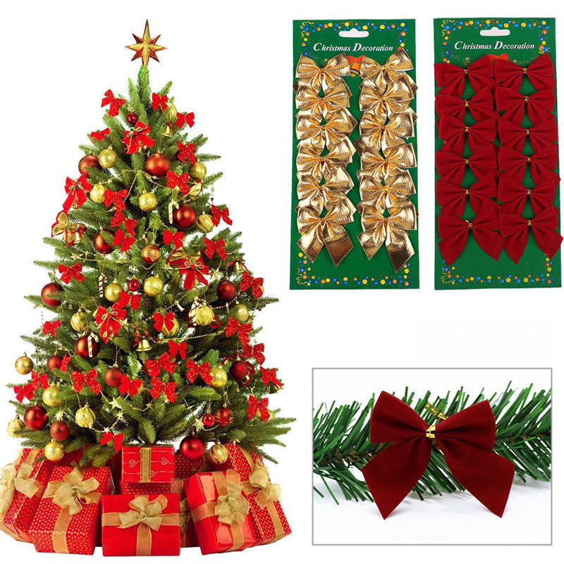 Christmas tree decorations Christmas decoration bow Christmas bow Christmas gift 12 one card wholesale