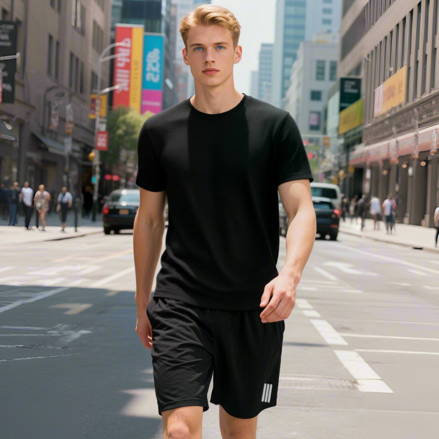 Picture of New Casual suit Men's Summer Thin Breathable Quick-drying Short-sleeved Shorts Green plus size Loose Sports Two-piece Set