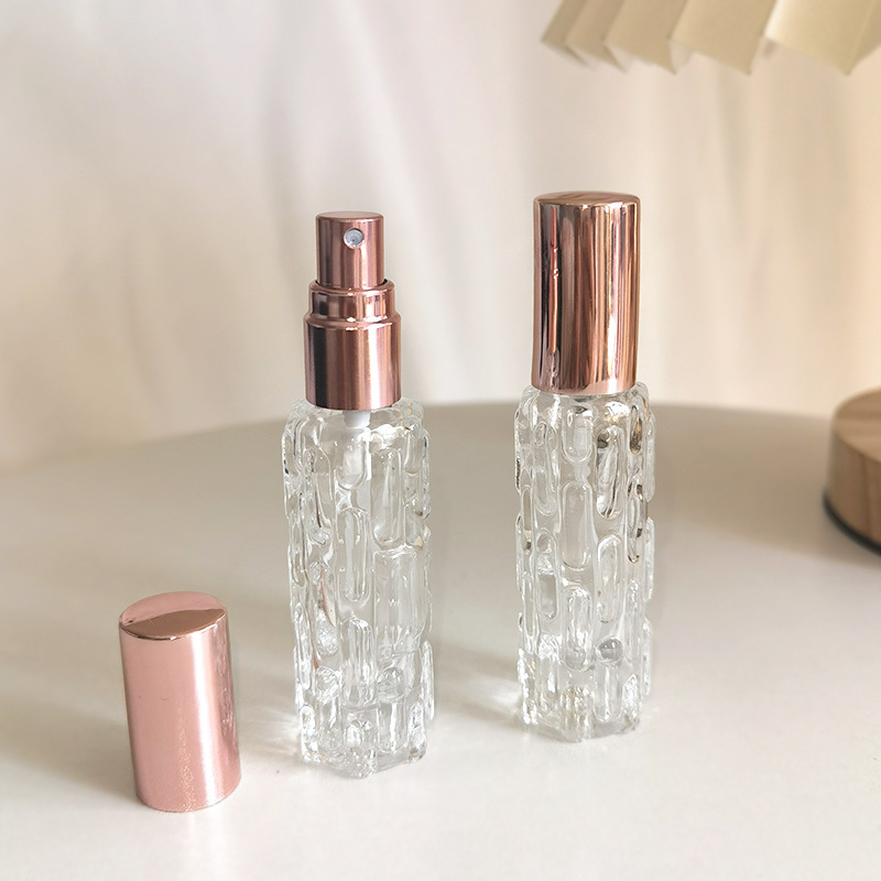 Picture of Spot wholesale 10ml glass perfume spray bottle rose gold aluminum nozzle perfume bottle press empty bottle