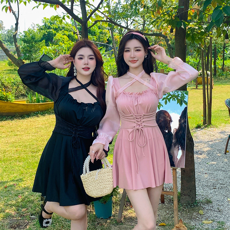 ins Style Swimsuit Women's Belly-Covering Slimming Fat Sister 200 Jin Conservative One-Piece Skirt Sexy Swimsuit Plus Size