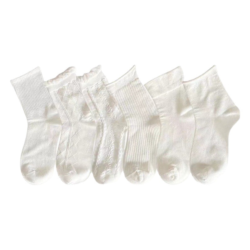 White socks women socks solid color cotton socks pure white full color cotton women socks wholesale tube socks bubble mouth Lolita