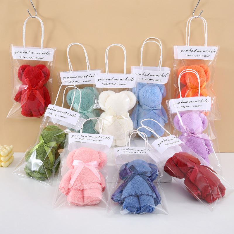 Picture of Coral fleece bear towel hand gift shop wedding birthday gift shop celebration activities cute creative gifts