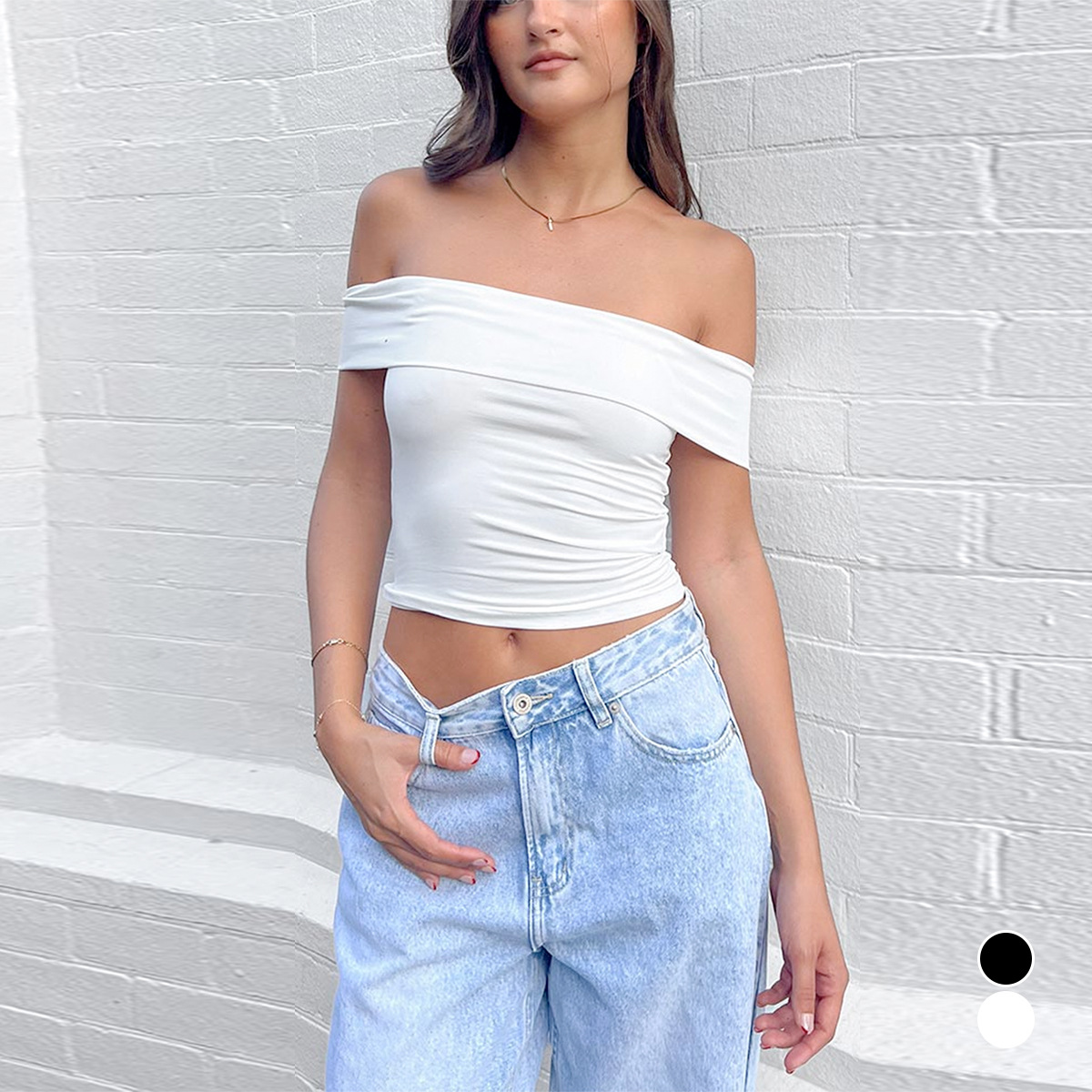 European and American Sexy Collar Shoulder Top Raglan Sleeve 2024 Summer Hot Cross-border Women's T-shirt Base Top
