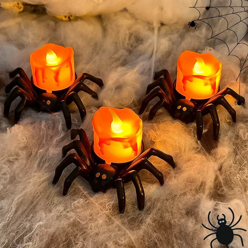 Halloween Decoration Pumpkin Lantern Pendant Ornaments Digital Candle Light Party Supplies Layout Props Spider Night Light
