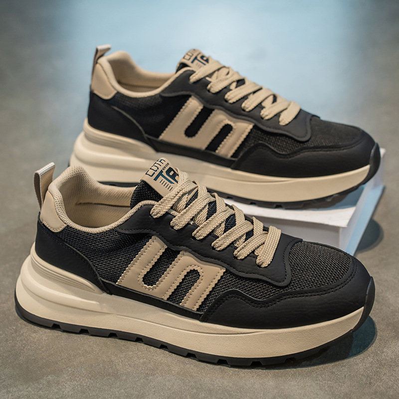 Men's Shoes 2025 Summer New Youth Mesh Breathable Thick-Soled Casual Sports Shoes Student Trendy Shoes Running Shoes for Men