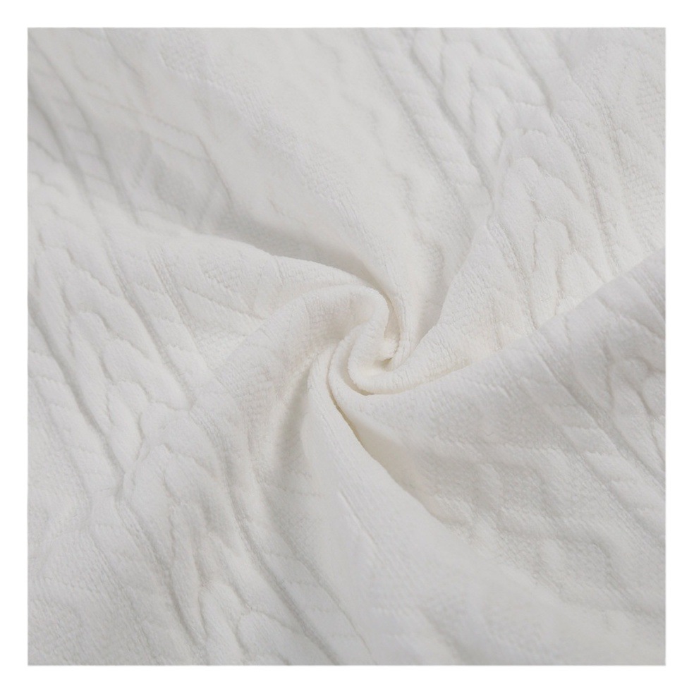 European cotton velvet jacquard thick needle knitted cloth vertical bar large mesh jacquard cloth children's clothing fabric coat fabric soft feel