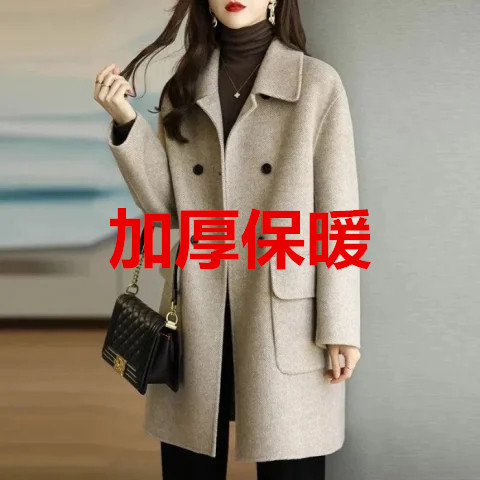 Picture of Woolen Coat Women's 2023 Autumn and Winter New Age-reducing Thickened Korean Style Warm Mid-length Loose Small Women's Coat