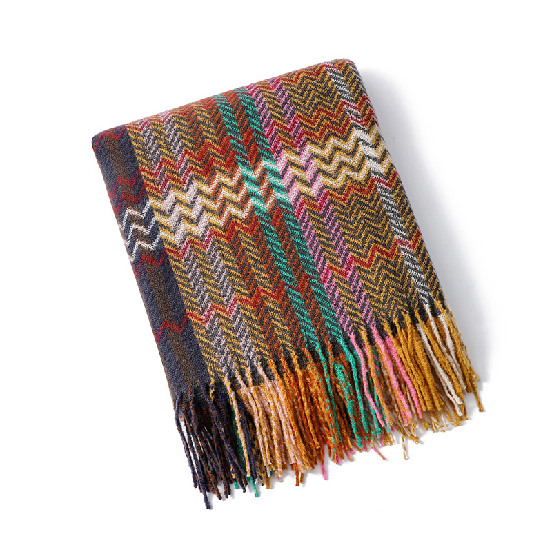 Picture of Sofa Blanket, Throw Blanket, Air Conditioning Blanket, Wavy Ethnic Style Woven Bed Sheets, Sofa Towel, Tablecloth, Summer Blanket