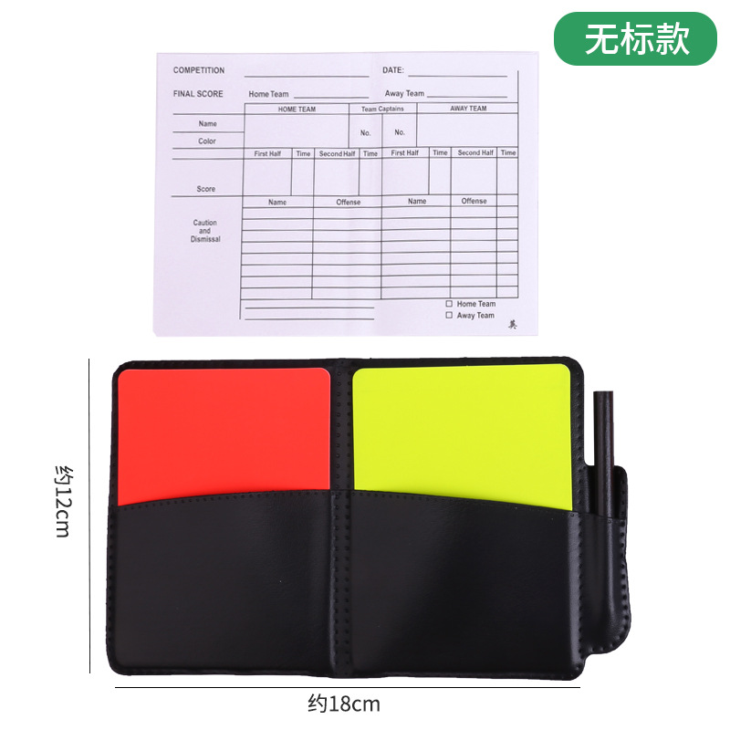 Picture of Football Thickened Red and Yellow Card Record Book Red and Yellow Card Referee Tool with Leather Holster Recording Paper Pencil for Referee