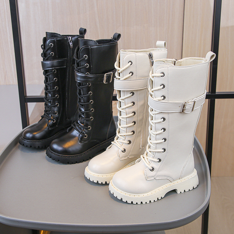 Girls Boots Children's Shoes 2024 Autumn and Winter New Fashion High Boots Mid-barrel Trendy Short Boots Single Boots Martin Boots