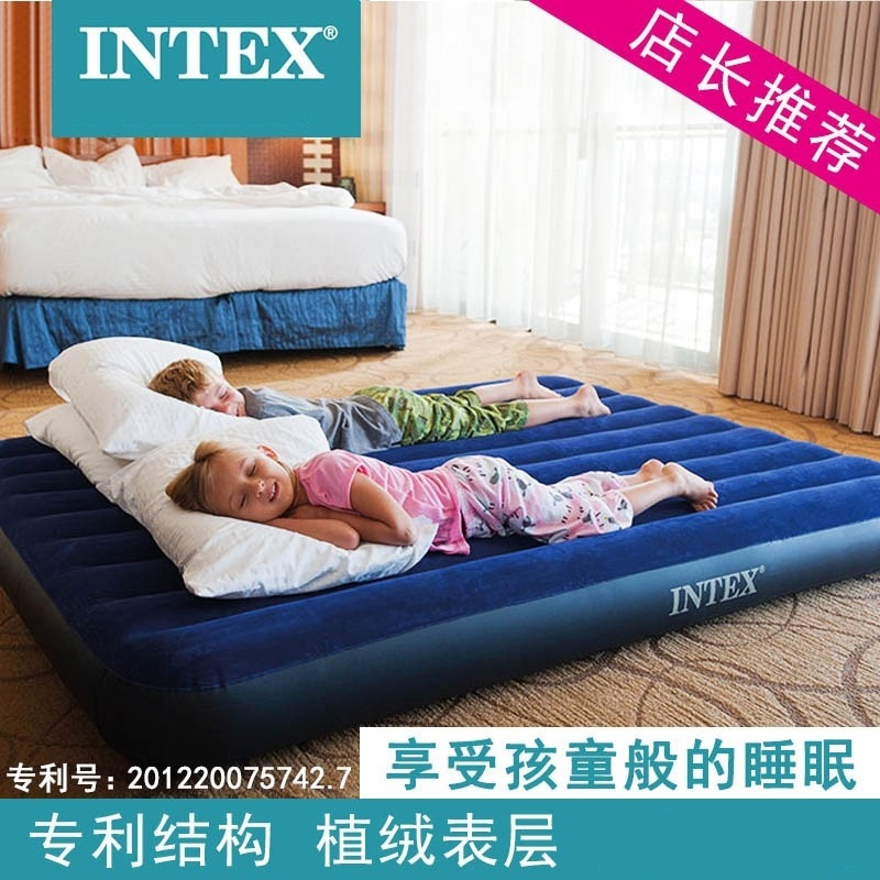 INTEX Double Thickened Air Bed Inflatable Mattress Single Household Folding Bed Thickened Outdoor Portable Storage Bed