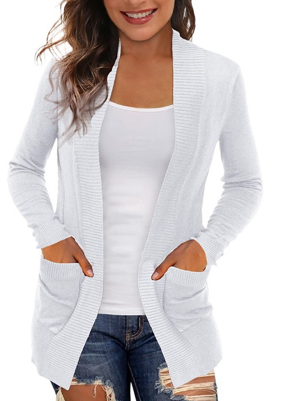 2024 Spring and Autumn Knitted Single-breasted Cardigan Solid Color European and American Sweater Jacket Amazon AliExpress Explosions