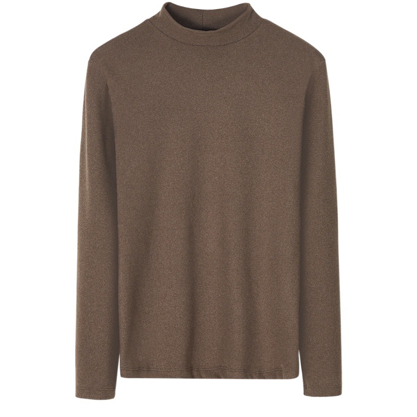 Autumn and Winter New Men's Bottoming Shirt German Velvet Mid-Collar Brushed Inner Long-Sleeved Warm Top Intimates Outer Wear Half-High