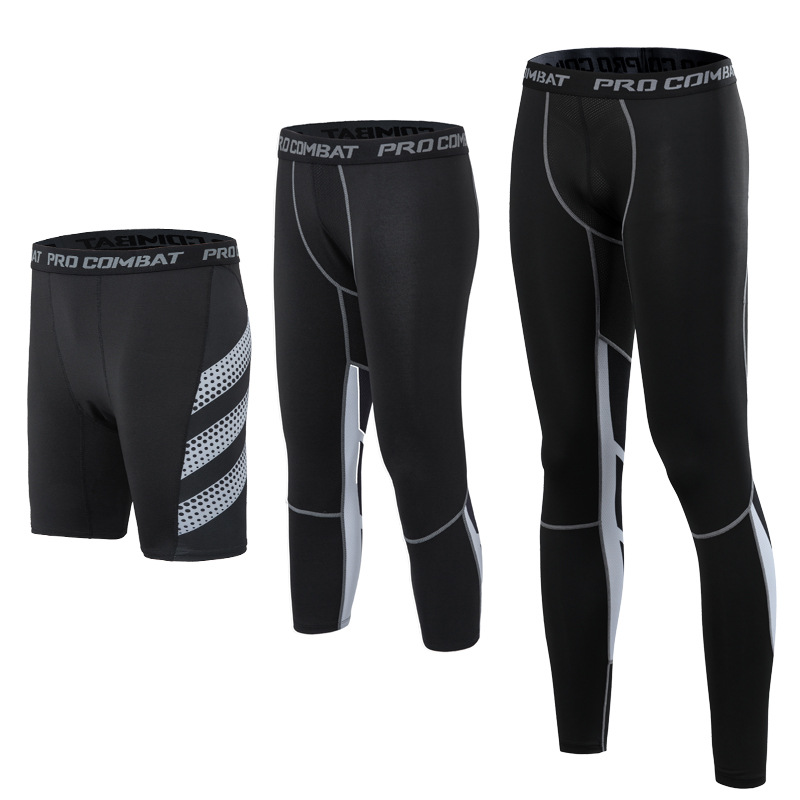 Sports Tight Pants Men's Trousers Breathable Quick-drying Five-point Pants Outdoor Basketball Running Fitness Seven-point Base Compression Pants