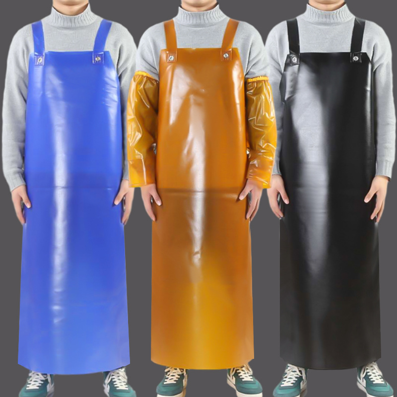 Wholesale Pvc Apron Sleeves for Labor Protection, Stone Work, Enlarged and Extended, Thickened with Cowhide Straps, Waterproof Apron for Full-Body Protection