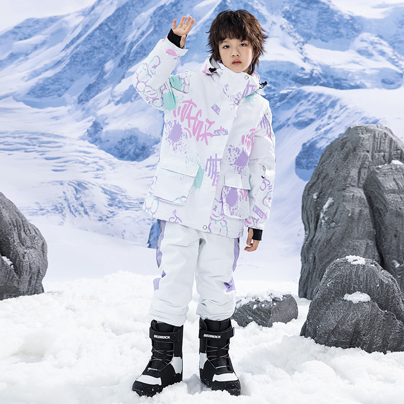 Picture of Children's Ski Suit for Boys and Girls Winter Outdoor Windproof Water-splashing Warm Thickened Snowboard Double-board Ski Suit New