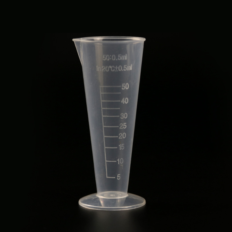 50ml ml triangular measuring cup with scale thickened transparent large mouth tapered measuring cylinder PP plastic laboratory tool