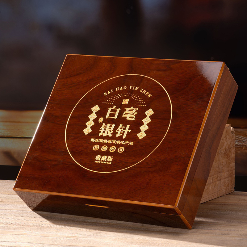 Picture of Tea Packaging Private Collection Wooden Box 8 Small Ceramic Empty Gift Box Wood Grain Pu 'er Jin Junmei Tea Big Buddha Longjing Tea