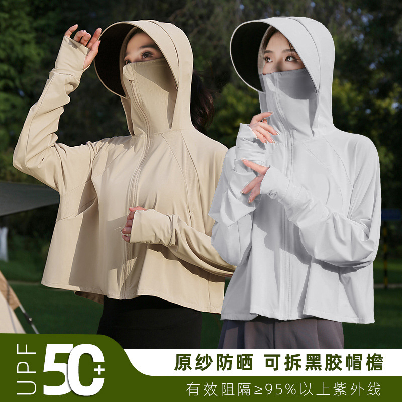 Outdoor Sun Protection Clothing for Women Summer 2025 New Black Plastic Ice Silk Original Yarn Anti-Uv Cover-Up Cycling Thin Sun Protection Clothing