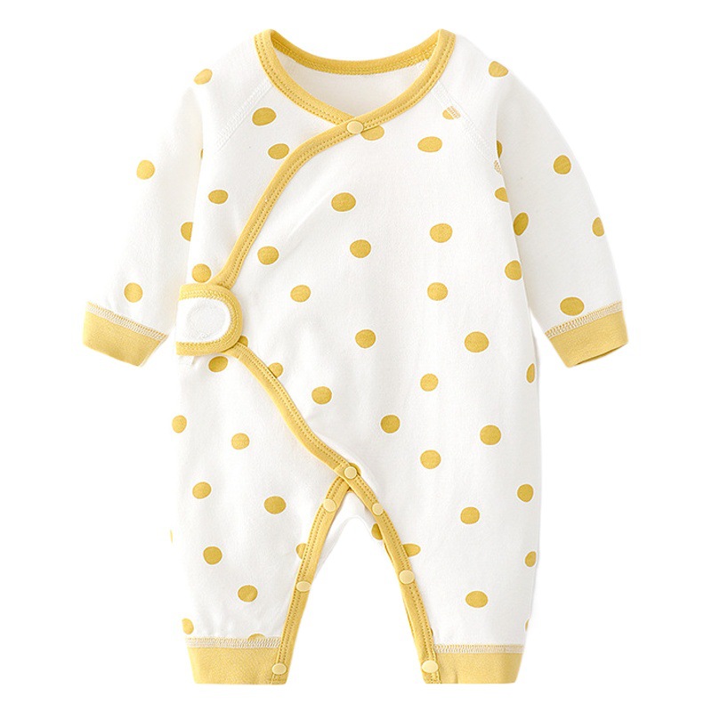 Newborn jumpsuit Baby Boneless Harper Spring and Autumn Cotton Newborn Velcro Climbing Coat Dot Baby Inner Clothes