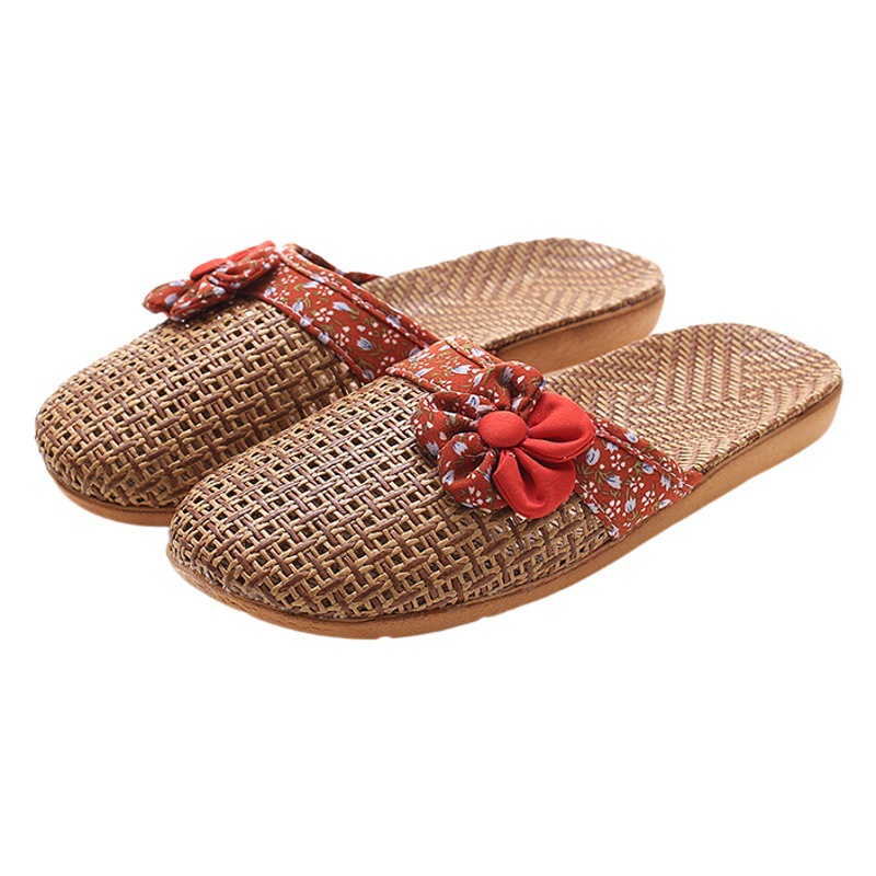 Summer bamboo mat women's linen slippers home wood floor couples home straw mat indoor slippers men's wholesale