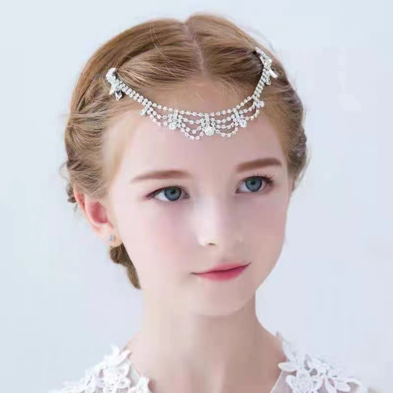Cross-border New Rhinestone Hair Chain Fashion Girl's Headwear Performance Forehead Chain Eyebrow Drop Bridal Jewelry Hair Accessories