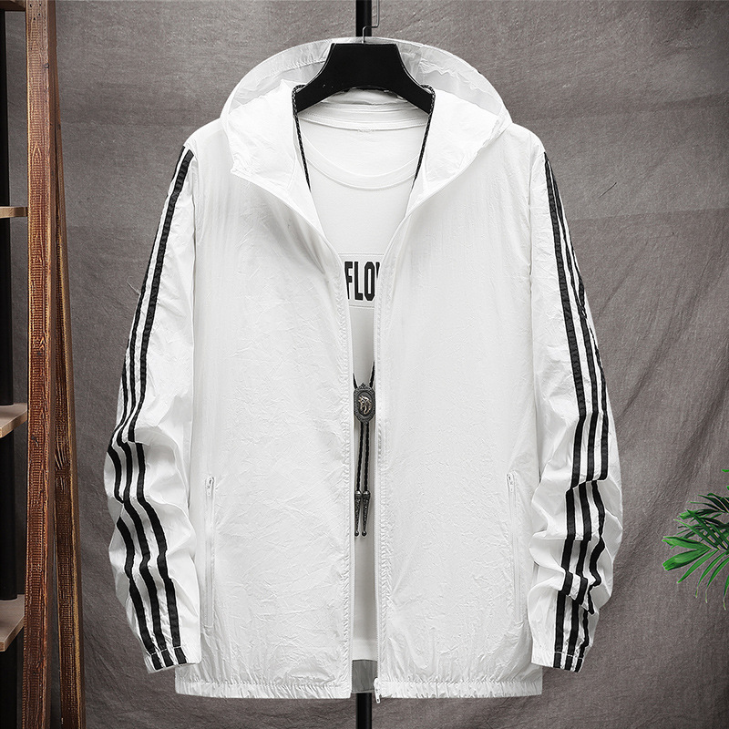 Sunscreen Clothing Three Bar Sunscreen Clothing Thin Jacket Fishing Men's Hooded All-match Outdoor Breathable Clothes Fishing