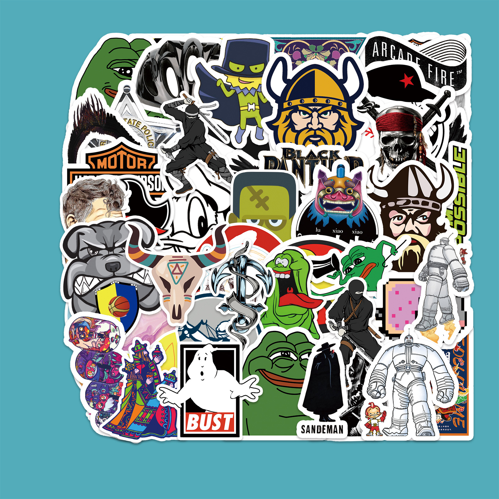 50 PCs Personalized Trend Rock DIY Decorative Stickers Luggage Laptop Car Scooter Stickers