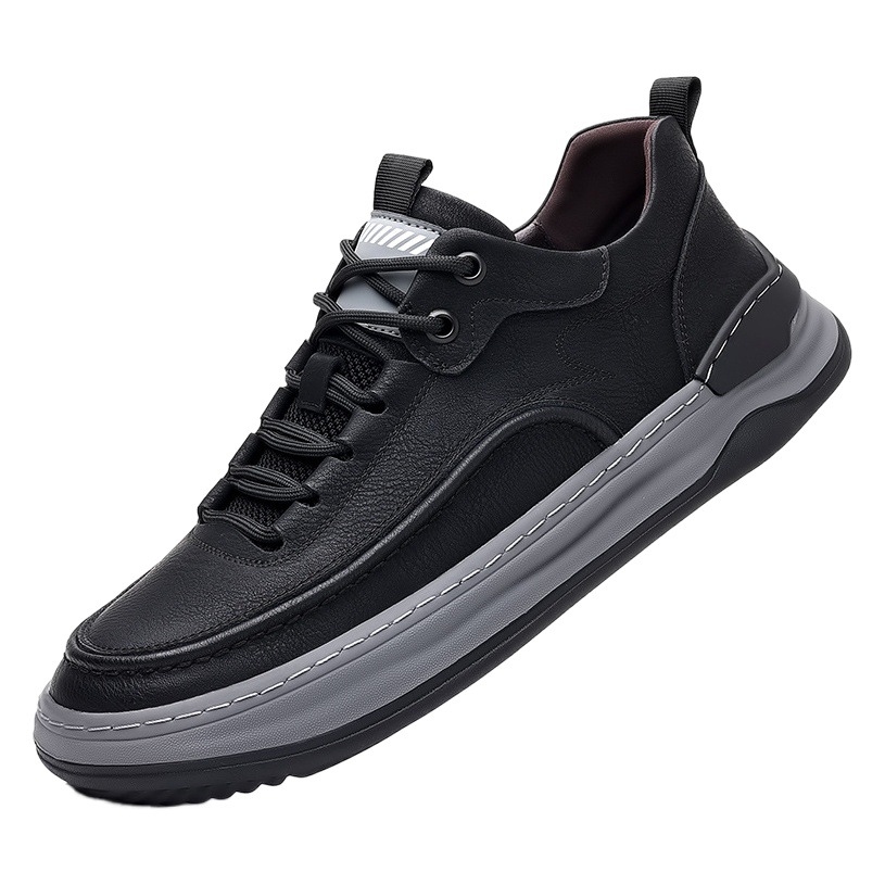 Summer Breathable Sneakers, Thick-Soled Men's Shoes, Outdoor Casual Shoes, Versatile Hand-Stitched High-End Genuine Leather Sports Shoes Wholesale