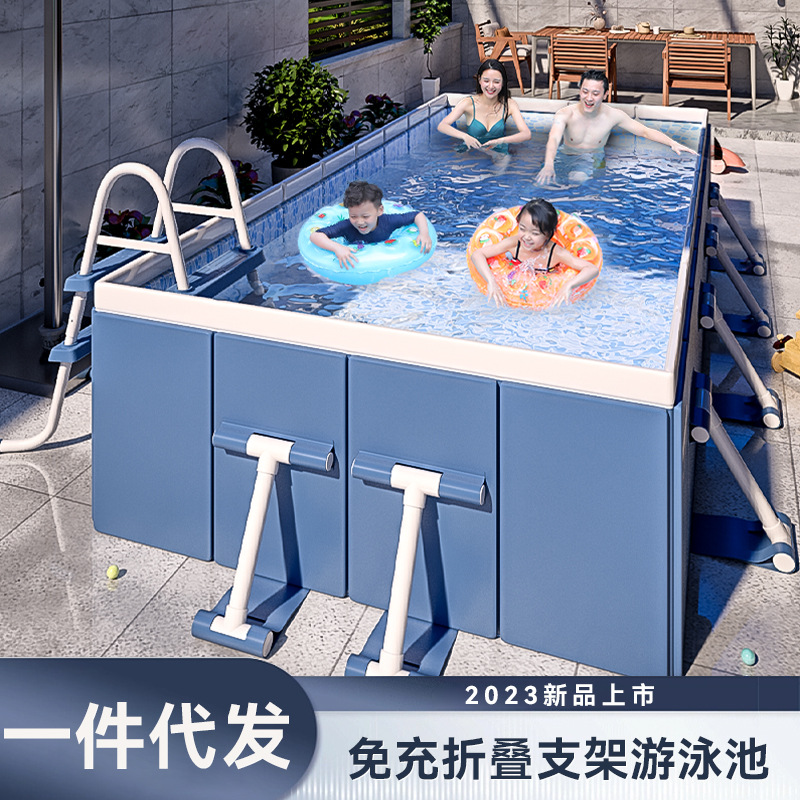 Picture of New Outdoor Inflatable Swimming Pool Folding Swimming Pool Courtyard Children's Paddling Pool Ball Pool Free Installation Swimming Pool