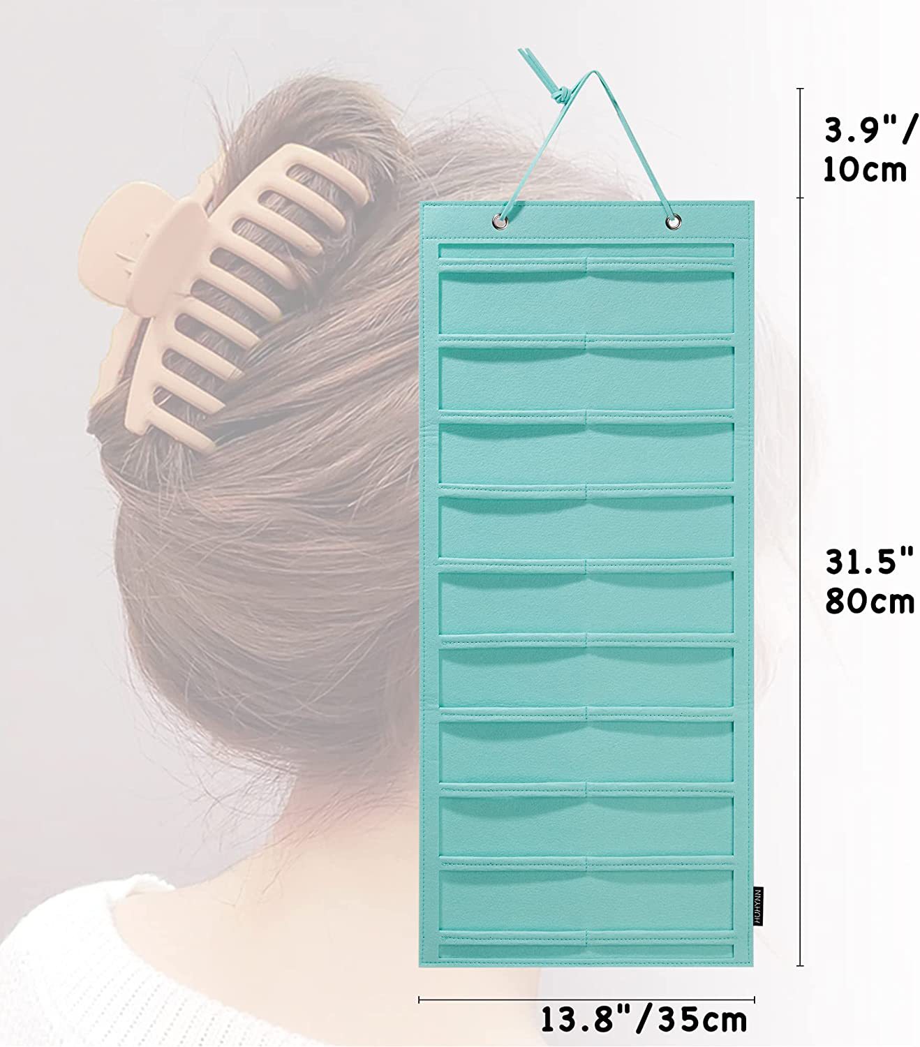 Picture of Hair Clip Display Claw Clip Organize Storage Box Storage Bag Wall Hanging Headwear Storage Bag Felt Hair Clip Storage