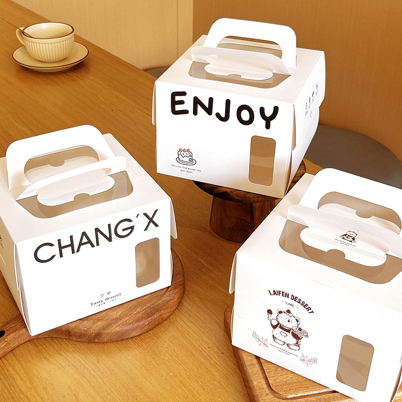 New 4/6 inch portable cartoon birthday window cake four/six inch dessert cake packaging packing box