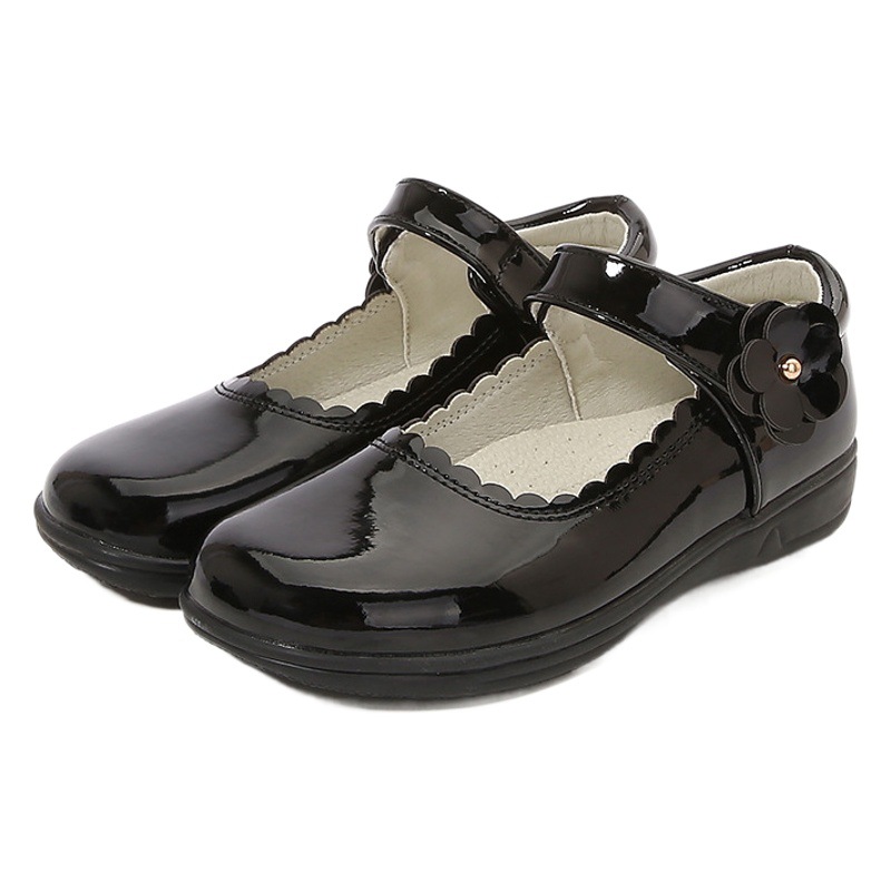 Girls' Black Leather Shoes for School Students, Suitable for Performances, Spring and Autumn Loafers, College Style