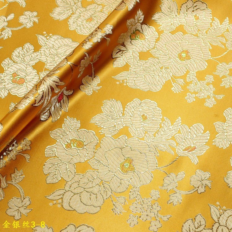 Retro Style Brocade Gold Rose Stereo Jacquard Texture Brocade Fabric Costume Performance Clothing Luggage Jacquard Fabric