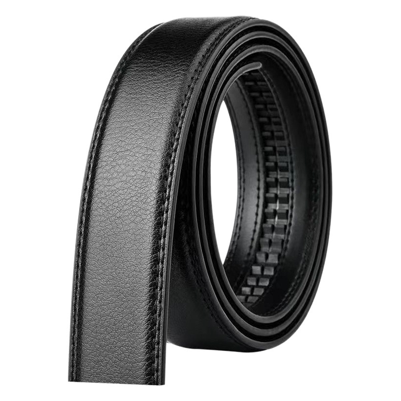 Belt Men's Headless Automatic Buckle Belt Headless Trouser Belt Men's Pvc Supply Pu Two-Layer First Layer Cowhide 3.5 Wide