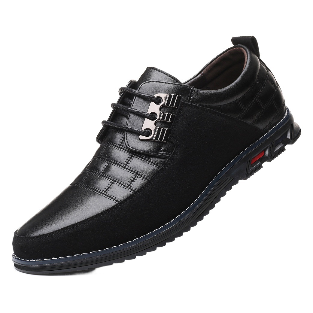 New Autumn and Winter Men's Shoes Casual Shoes Korean Trendy Black Bottom Men's Business Leather Shoes Men's Leather Shoes Lace-up Leather Shoes for Men
