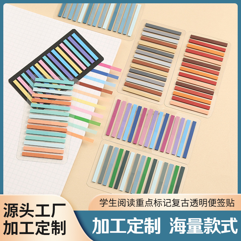 Extremely fine post-it notes for students to read key marks retro transparent note stickers ins combination PET index stickers wholesale