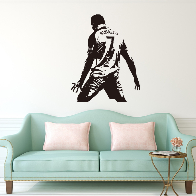 Football Action Silhouette Carved Wall Stickers Student Dormitory Bedroom Decorative Wall Stickers Wholesale
