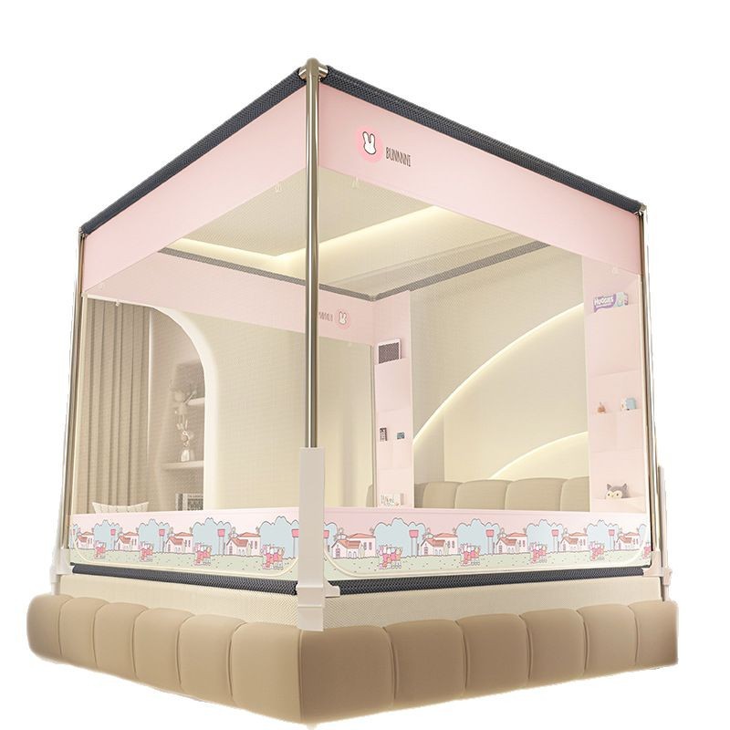 Picture of Square Top Reinforced Fence Cartoon Mosquito Net Household Children's Drop-resistant Three-door Mongolian Yurt Mosquito Net Nantong Home Textile