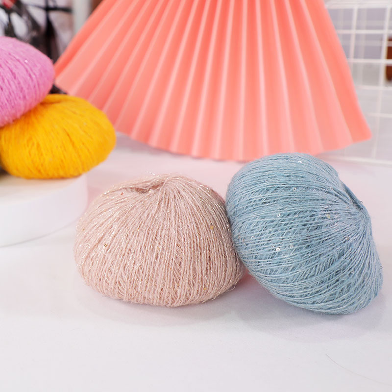 New sequined mohair beads imitation mink thread super soft hand-woven bright silk wool wool scarf baby thread