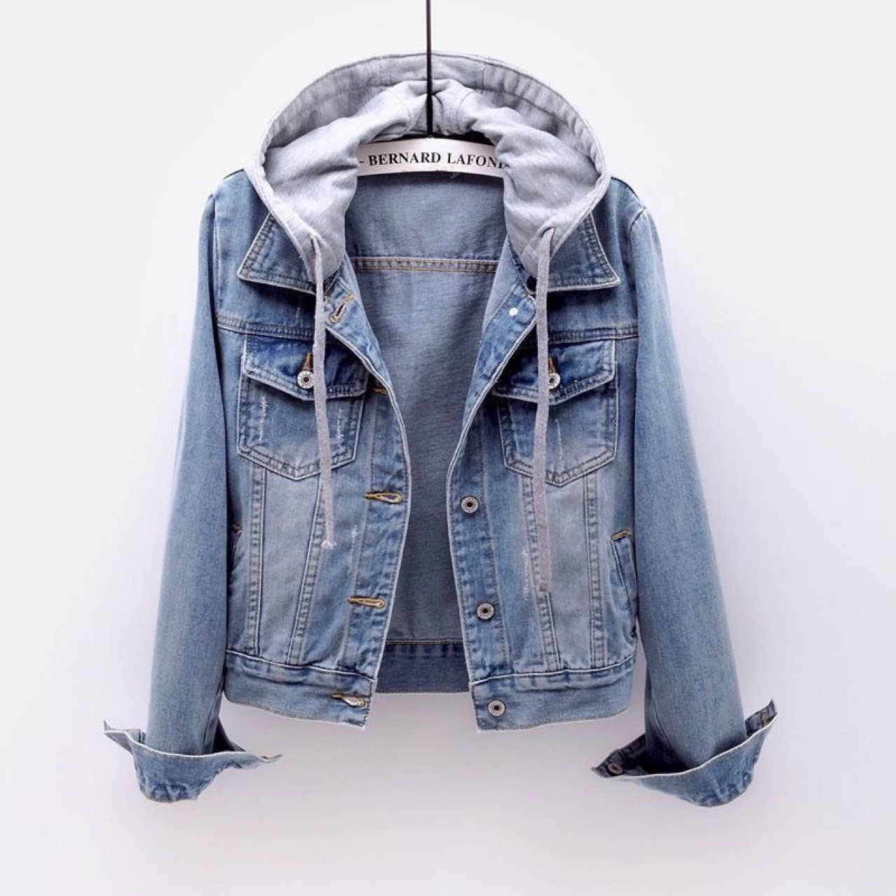 Picture of Cross-border foreign trade wholesale Denim short coat women's short autumn and winter Korean long sleeve slim hooded jacket all-match students