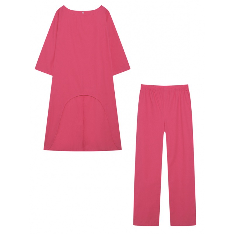 Picture of 2023 European and American New Women's Cotton and Linen Fashion Casual plus size Irregular Long-sleeved suit Wide-leg Pants Two-piece Set
